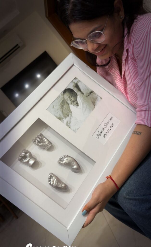 Newborn baby 3D hand and feet impressions in premium wooden frame